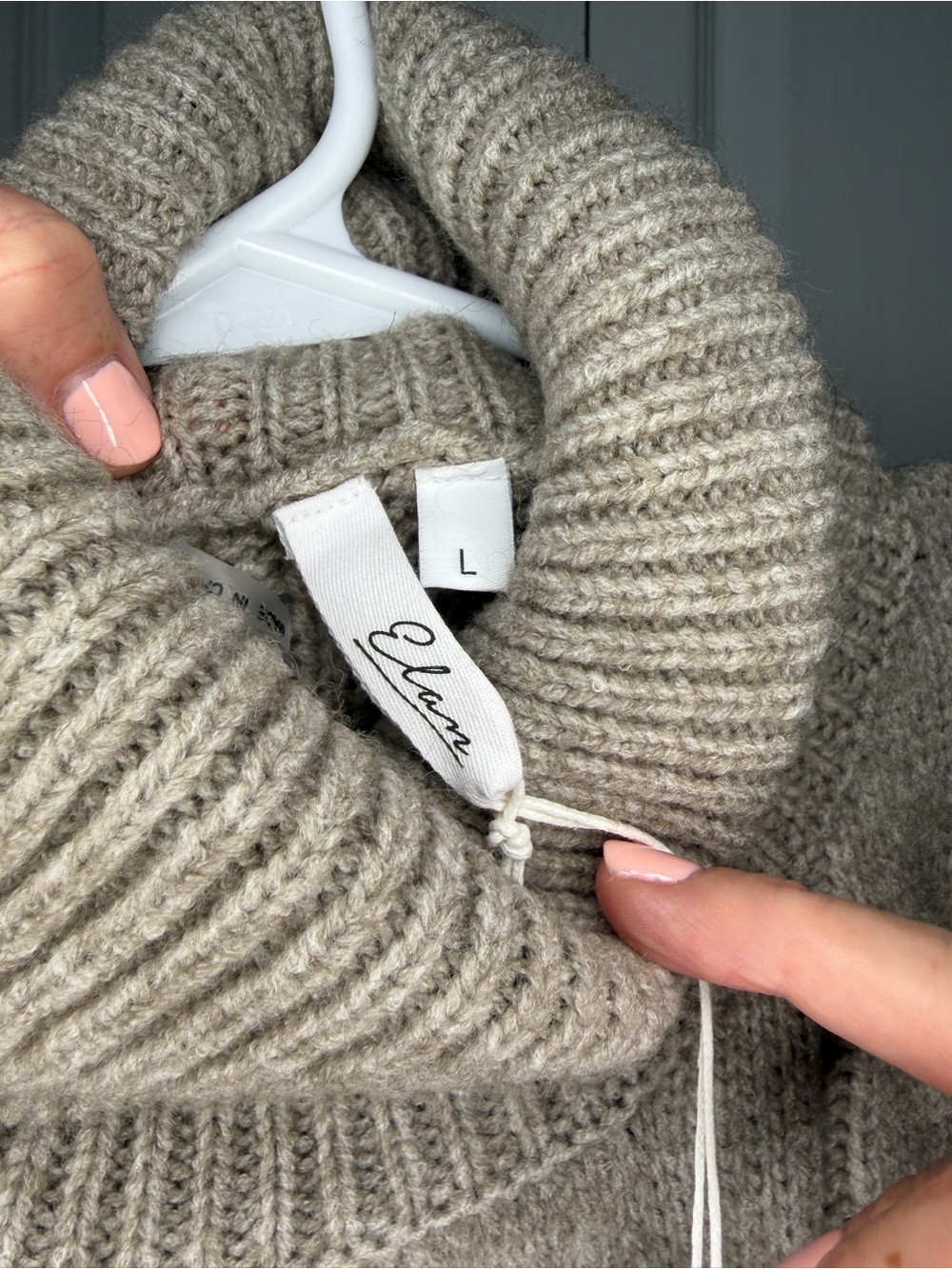 Elan Cable Knit Sleeveless Turtleneck Sweater Tunic Beige Large NWT - Picture 8 of 9